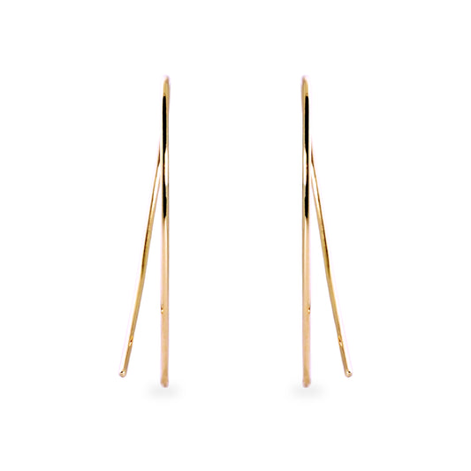 Aros colgantes hilo curvo oro 18k