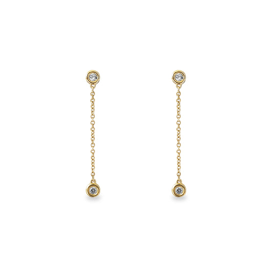 Aros colgantes de engaste botón oro amarillo