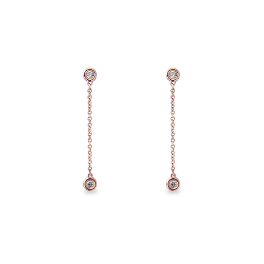 Aros colgantes de engaste botón oro rosado