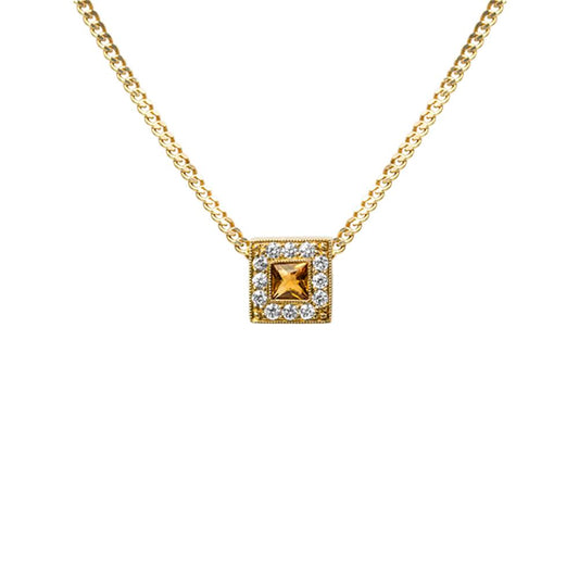 Collar cuadrado topacio naranja oro amarillo