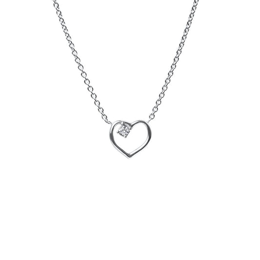Collar oro blanco corazón silueta y brillante