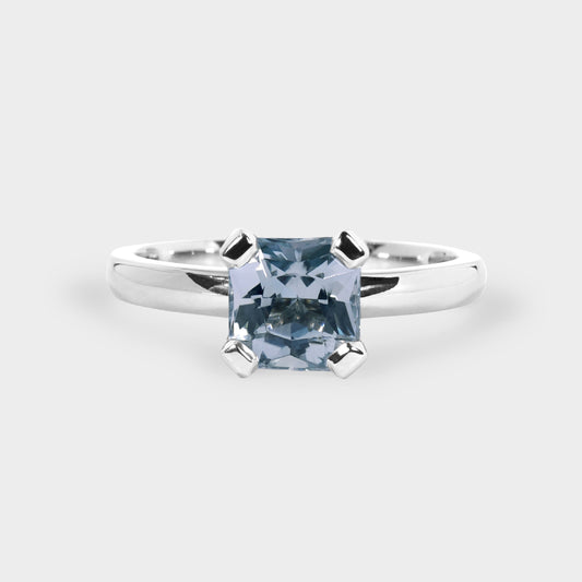 Solitario aguamarina corte asscher