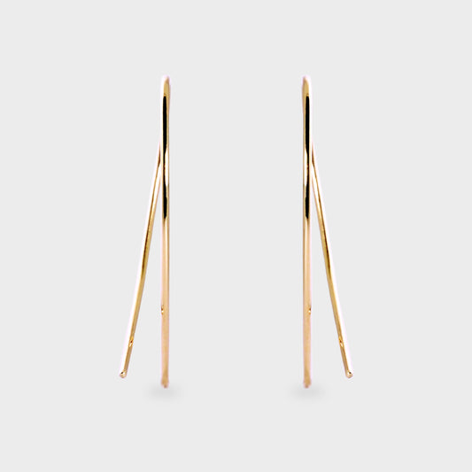 Aros colgantes hilo curvo oro 18k