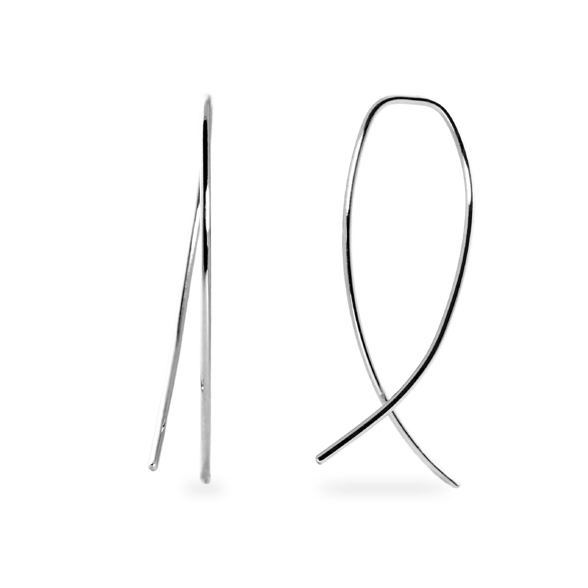 Aros colgantes hilo curvo platino