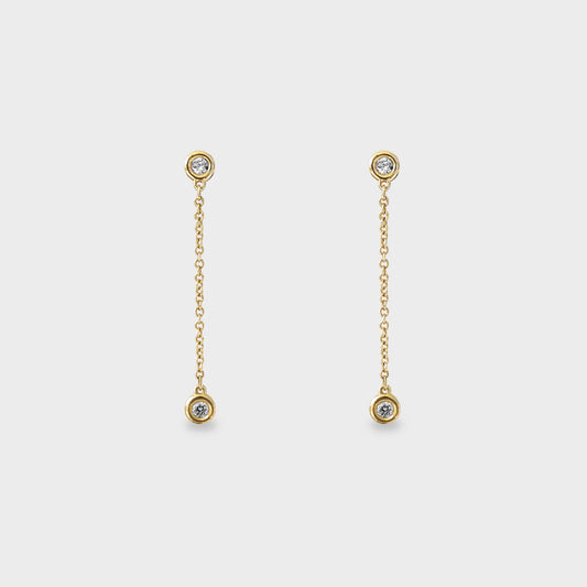 Aros colgantes de engaste botón oro amarillo