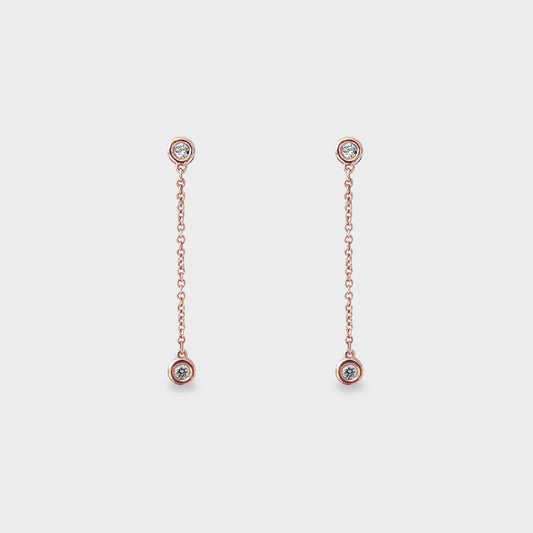 Aros colgantes de engaste botón oro rosado