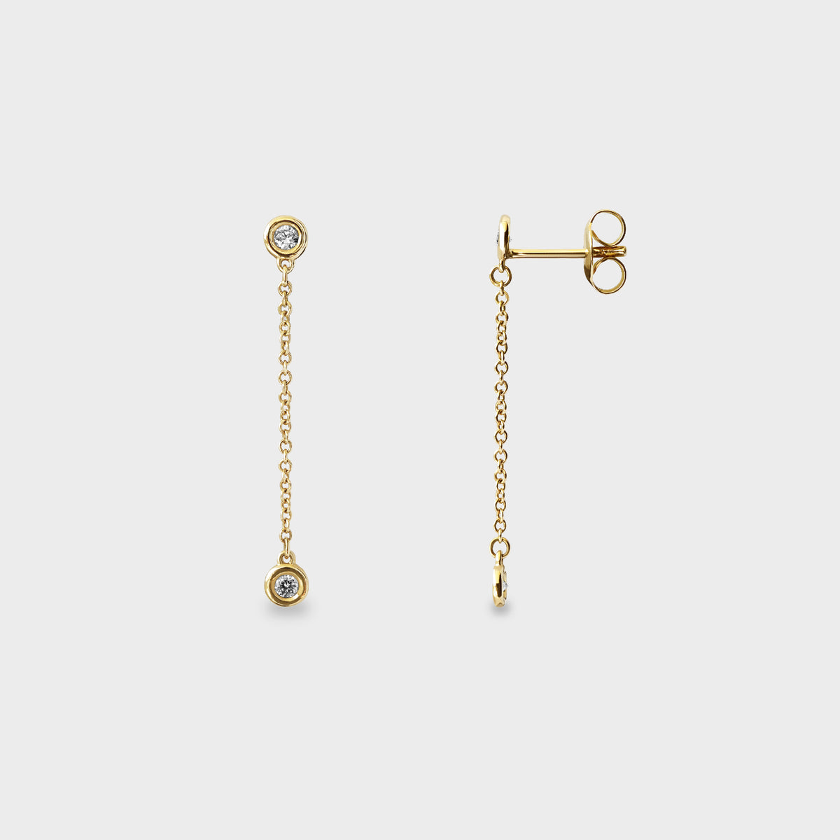 Aros colgantes de engaste botón oro amarillo