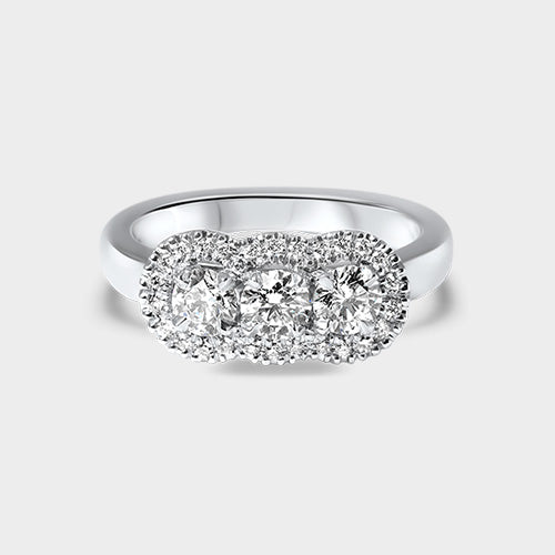 Anillo platino tricillo halo simétrico