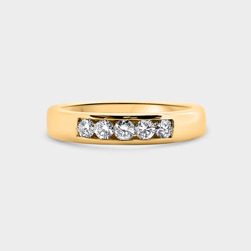 Medio cintillo riel 5D 0.30ct oro amarillo