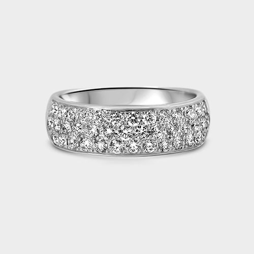 Anillo triple corrida pavé 40D 1.2ct platino